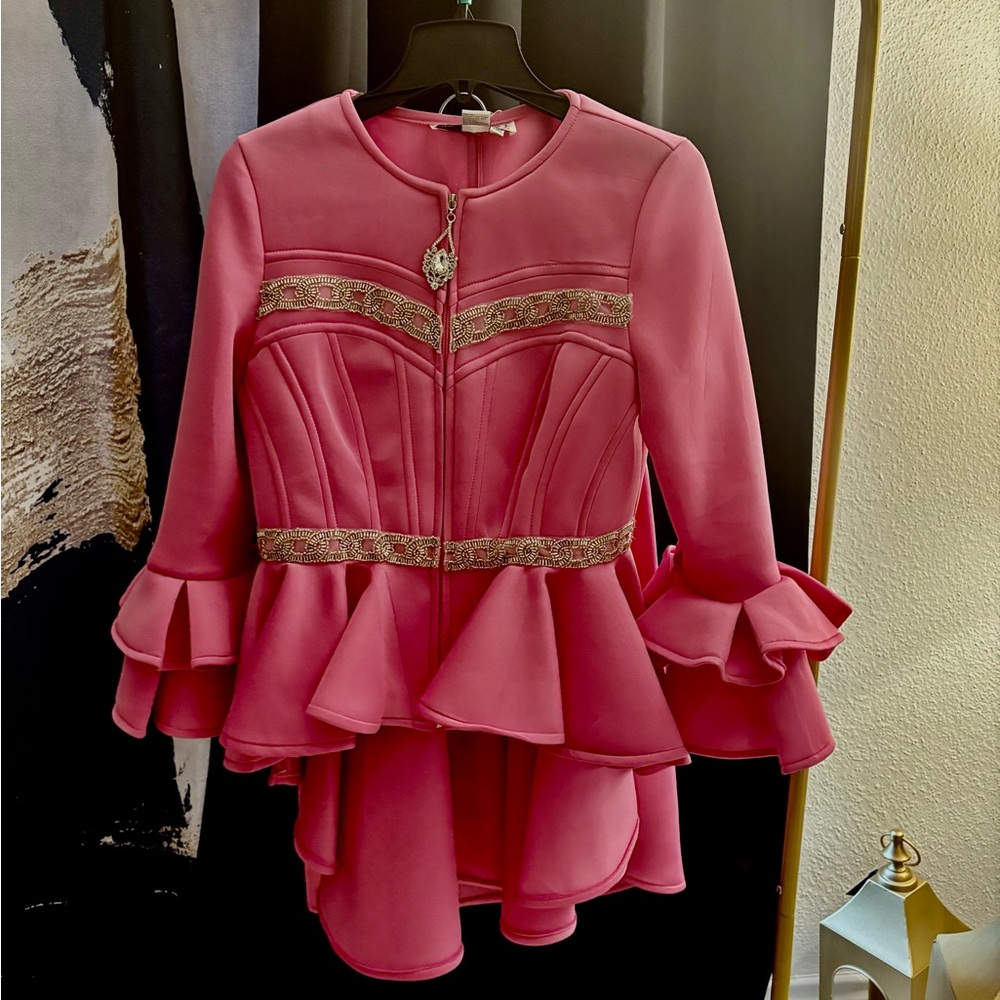 Elegant Pink Peplum Jacket